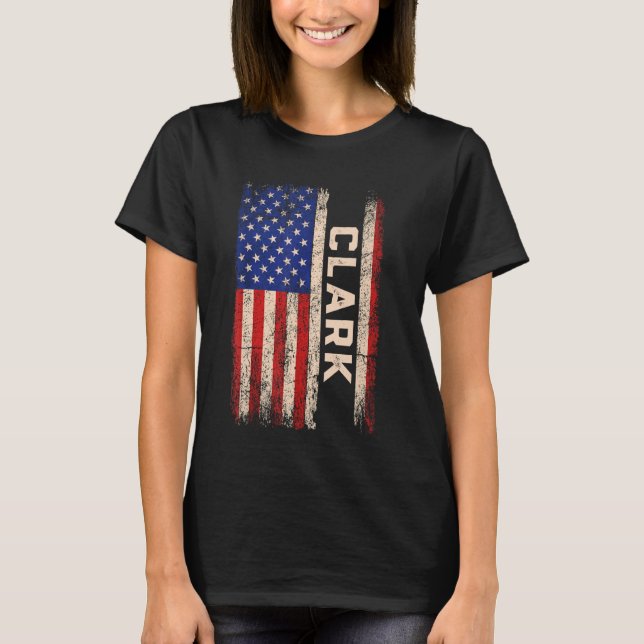 T-shirt Clark Nom de famille Shirt Clark Nom drapeau améri (Devant)