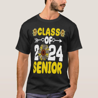 T-shirt Class Of 2024 Senior 24 Sunflower Heart Graduation