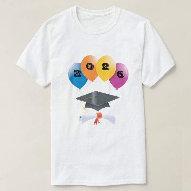 T-shirt Class of 2026 Graduation Balloons Graduate Diploma (Design devant)