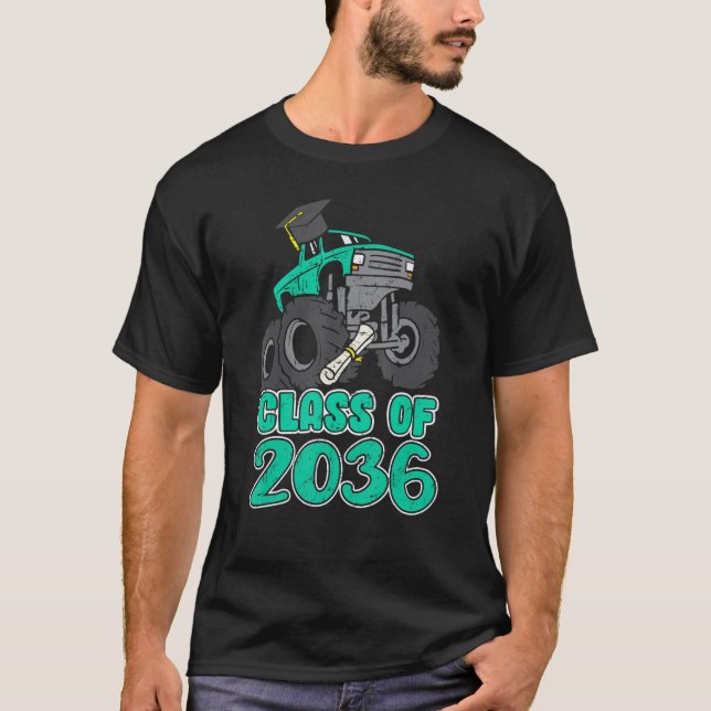 T-shirt Class Of 2036 Monster Truck First Last Day Grow Wi (Devant)