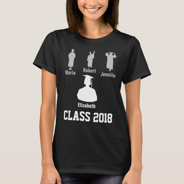 T-shirt Classe 2018 drôle élégant personnalisable noir (Devant)