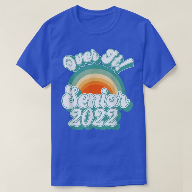 T-shirt Classe 2022 Senior Retro Rainbow - Over It! Diplôm (Design devant)