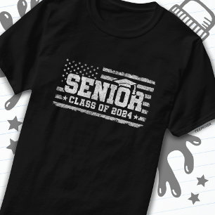 T-shirt Classe 2024 Graduation American Flag Senior 2024