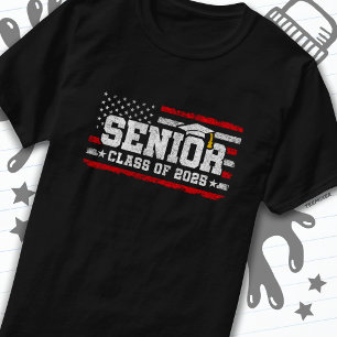 T-shirt Classe 2025 Graduation American Flag Senior 2025