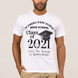 T-shirt Classe de 2021 Mignonne Quarantine Visage Masque G