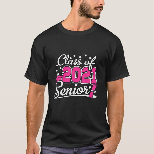 T-shirt Classe De 2021 Senior Heart Graduation Girls W (Devant)