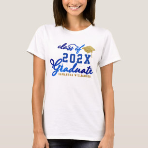 T-shirt Classe de 2024 Graduate Blue Gold White Graduation