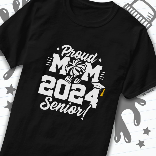 T-shirt Classe de 2024 Graduation Cheer Mom Senior 2024 (Créateur téléchargé)