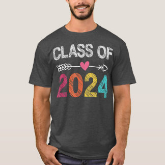 T-shirt Classe De 2024 Pré K À 12 Empreinte À L'Arrière-Pl