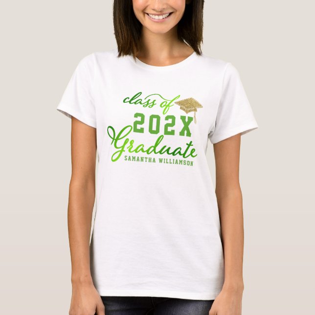 T-shirt Classe de 2025 Graduate Green Typography Graduatio (Devant)