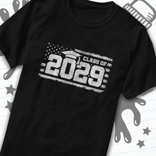 T-shirt Classe de 2029 Graduation American Flag Senior 202