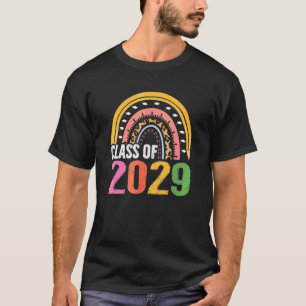 T-shirt Classe De 2029 Senior 2029 Boho Rainbow Croissance