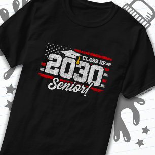 T-shirt Classe de 2030 Graduation American Flag Senior 203