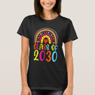 T-shirt Classe De 2030 Rainbow Pink Graduate Préscolaire T
