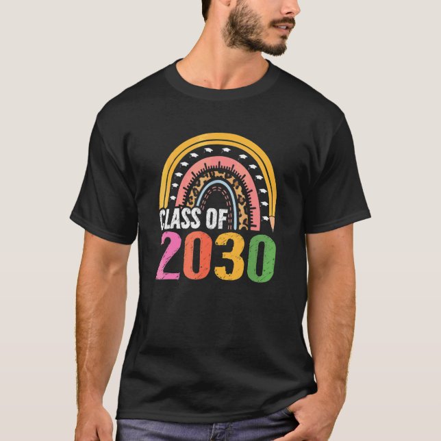 T-shirt Classe De 2030 Senior 2030 Boho Rainbow Croissance (Devant)