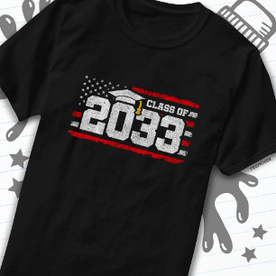 T-shirt Classe de 2033 Graduation American Flag Senior 203