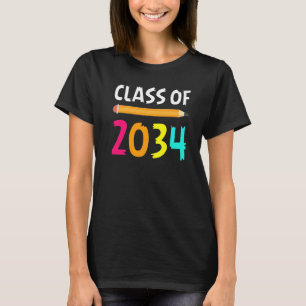 T-shirt Classe De 2034 Croissance Avec Moi Couleurs Crayon