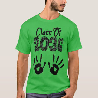 T-shirt Classe de 2036 Grow With Me Handprint On Back PreK