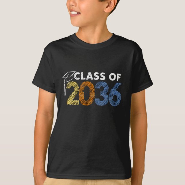 T-shirt Classe de 2036 Grow With Me Premier jour d'école (Devant)
