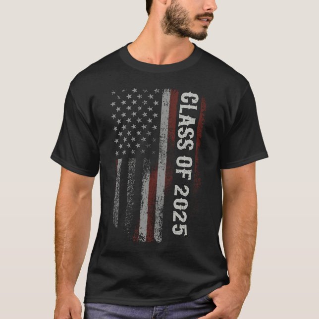 T-shirt Classe De Graduation De 2025 Senior Usa American F (Devant)