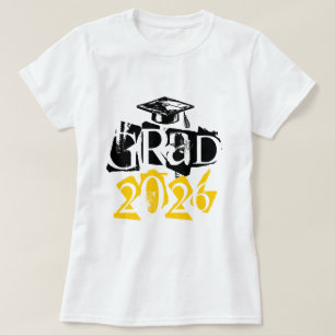 T-shirt Classe de graduation en typographie jaune grad 202
