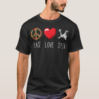 T-shirt Classe de rotation Exercice Spin Love Peace Cyclin