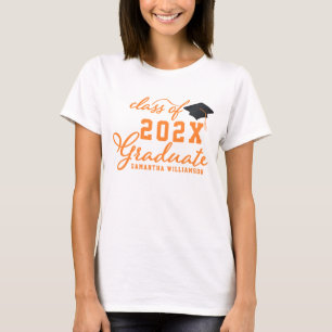 T-shirt Classe de Typographie Orange 2024 Graduate