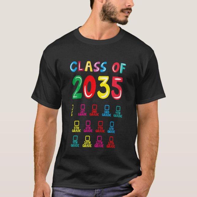 T-shirt Classe Enfants De 2035 Grandir Avec Moi Graduation (Devant)