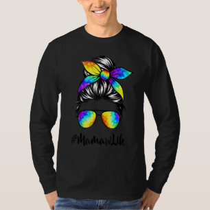 T-shirt Classe Mamaw Life Messy Cheveux Bun Tie Dye Femmes