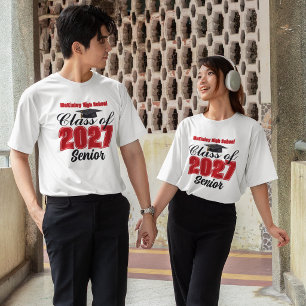 T-shirt Classe rouge de 2027 Senior Lycée personnalisé