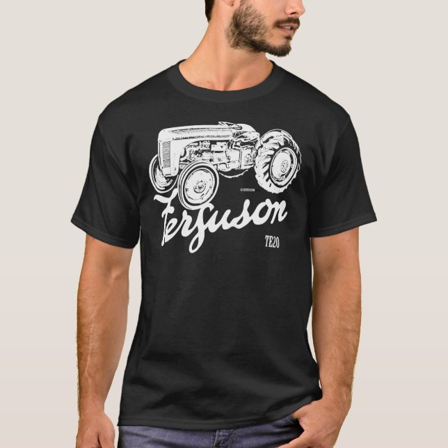 T-shirt Classic Ferguson TE20 script and illustration Esse (Devant)