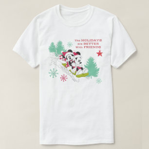 T-shirt Classic Mickey and Minnie Snow Sledding