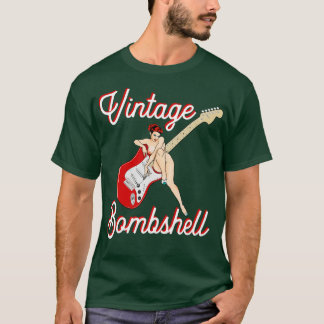 T-shirt Classic Mid Century PinUp Girl et Guitare électriq