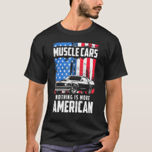T-shirt Classic Muscle Cars Drapeau Juillet 4e V8 Moteur A