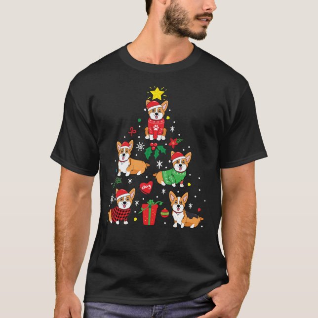 T-shirt classique Arbre de Noël de Corgi (Devant)