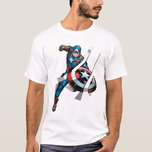 T-shirt Classique Avengers | Capitaine Amérique avec des r (Devant)