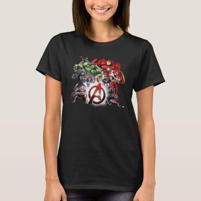 T-shirt Classique Avengers | Groupe Avengers Logo Glown (Devant)