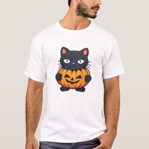 T-Shirt Classique Chat Halloween Noir