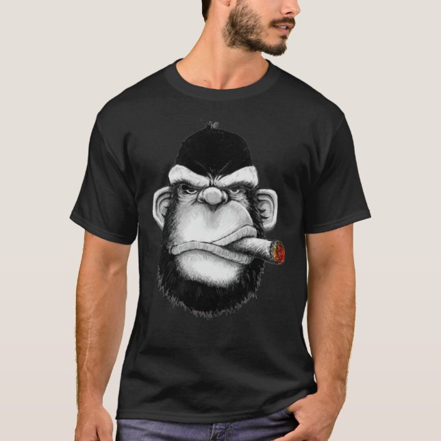 T-Shirt Classique Cigar Fumeur de Gorille (Devant)