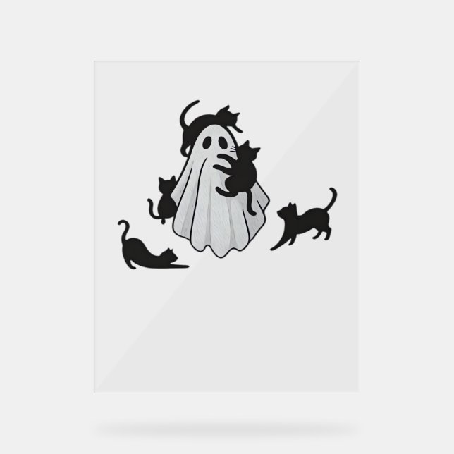 T-shirt classique de chats noirs et fantômes (Recto)