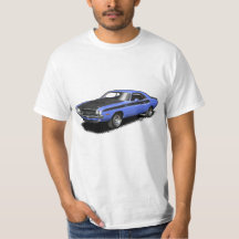 T-shirt classique de voiture de challengeur bleu