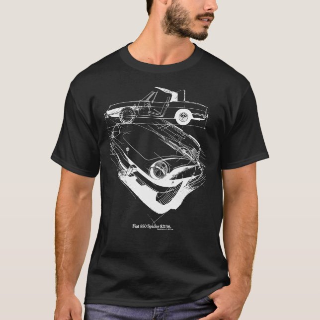 T-shirt classique FIAT 850 SPIDER (Devant)
