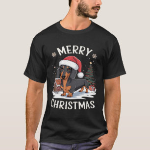 T-shirt classique Joyeux Noël teckel