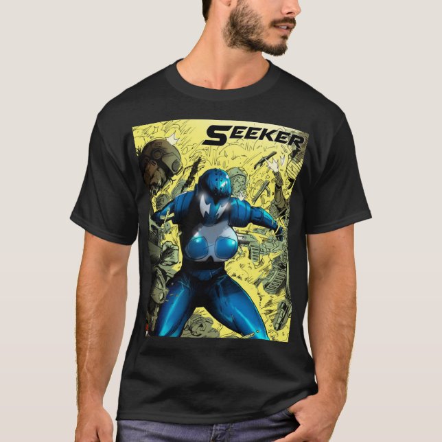 T-shirt classique noir Seeker V2 (Devant)