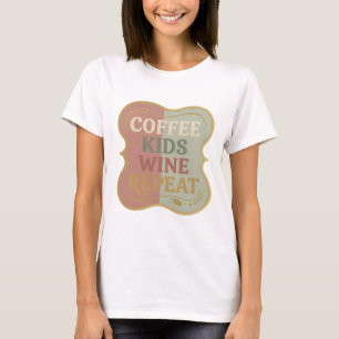 T-shirt Classique Or CAFÉ ENFANTS VIN RÉPÉTER Texte Art 3D