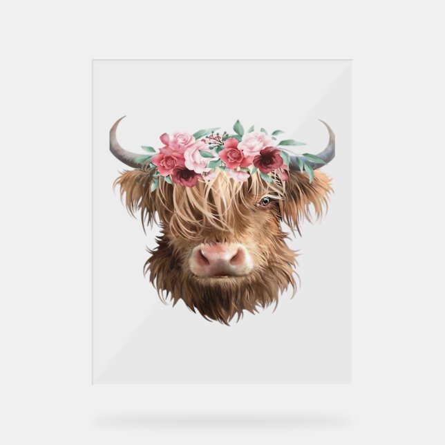 T-shirt classique peinture de vache highland (Recto)
