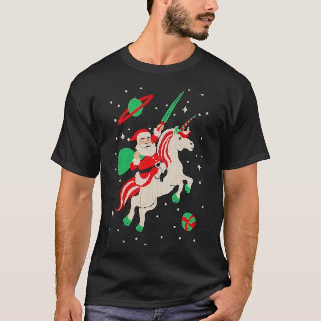 T-shirt classique père Noël et Unicorn (Devant)