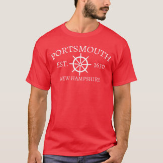 T-shirt Classique Portsmouth NH avec Captains Wheel rétro