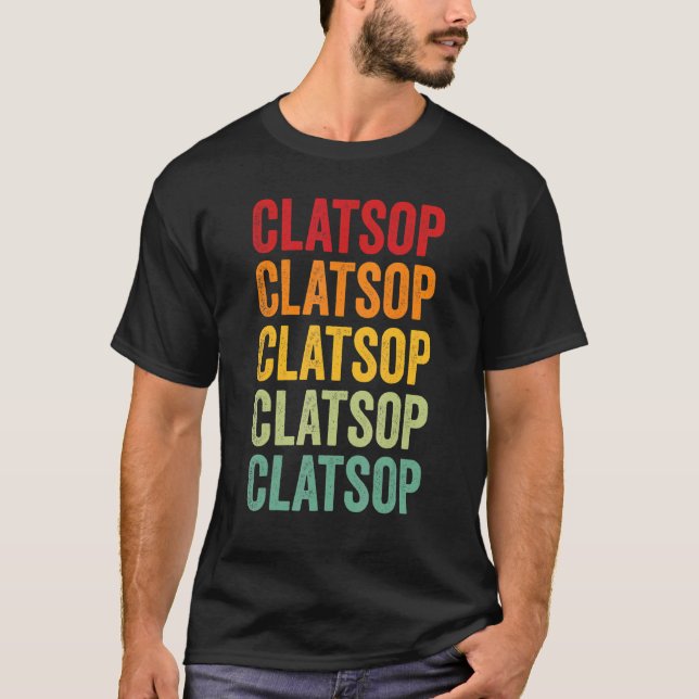 T-shirt Clatsop County Oregon Rainbow Text Design (Devant)