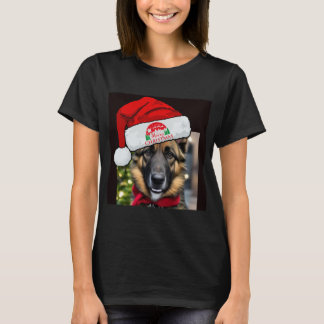 T-shirt claus de chien, Chien père Noël filles, Noël